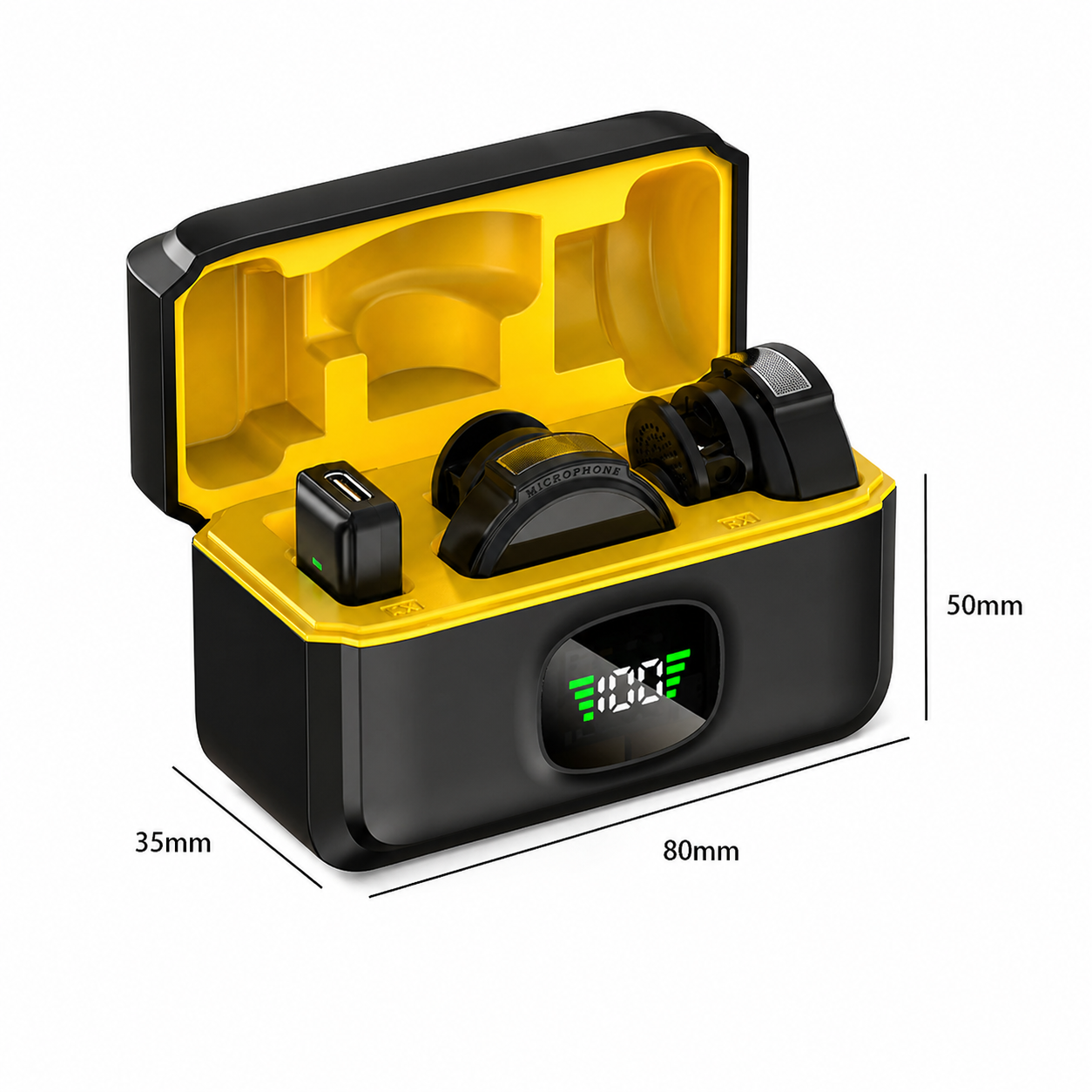 Microfone de Lapela Sem Fio com Display Digital