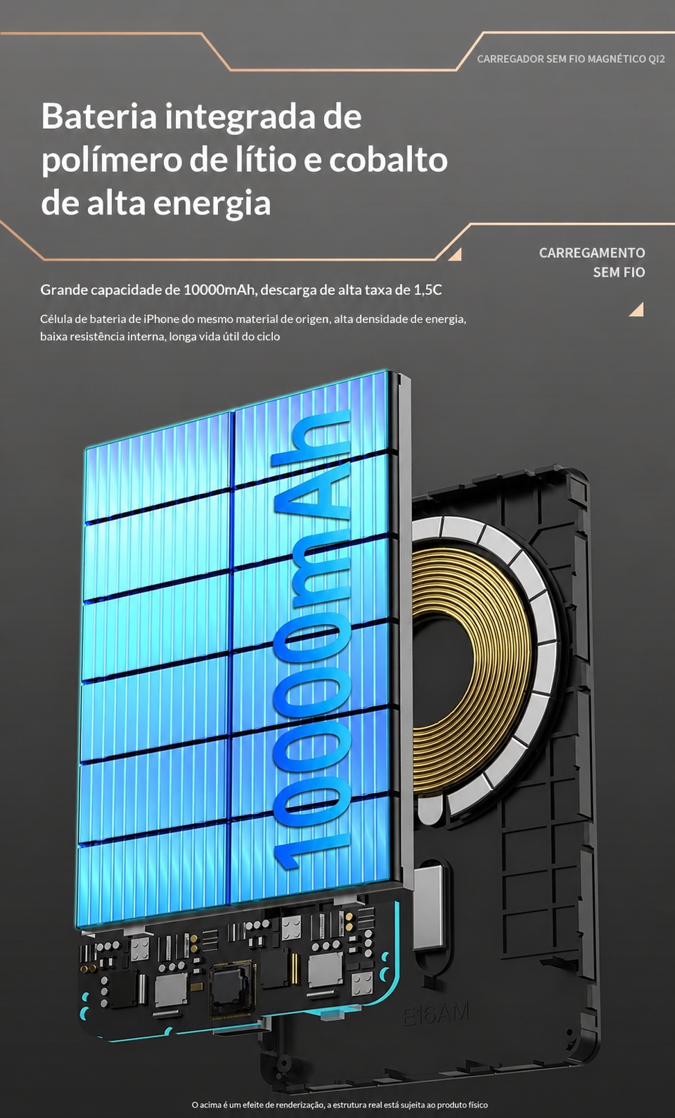 PowerBank Sem Fio Magnético Ultrafino MPP Control