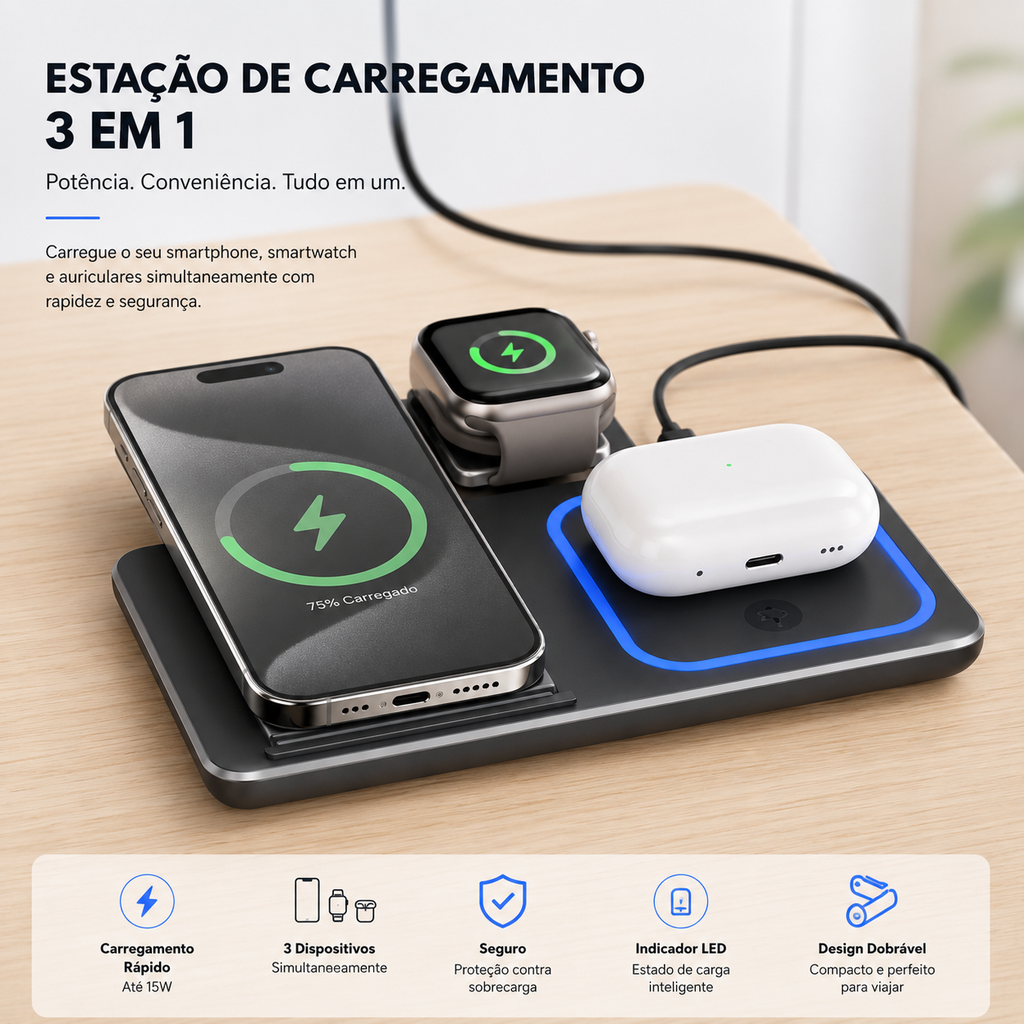 ChargeNest 3 em 1 | Oferta Exclusiva